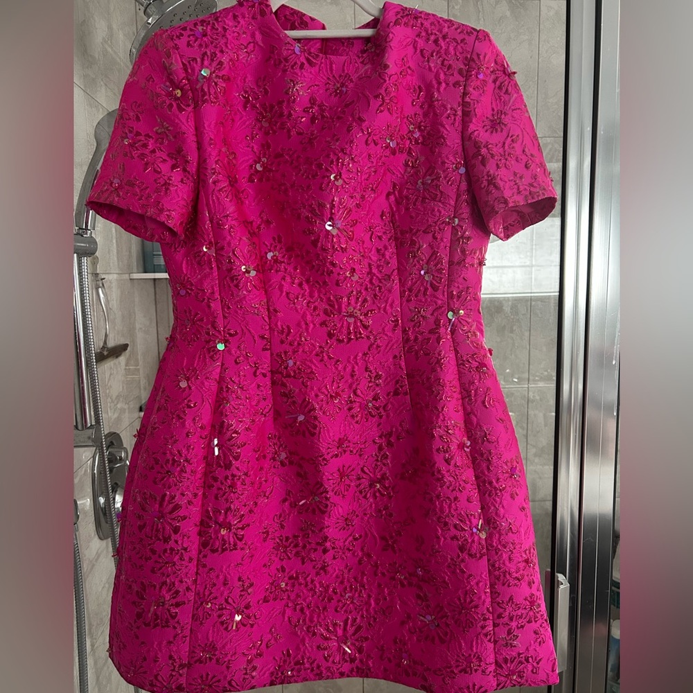 Vibrant Pink Floral Mini Dress